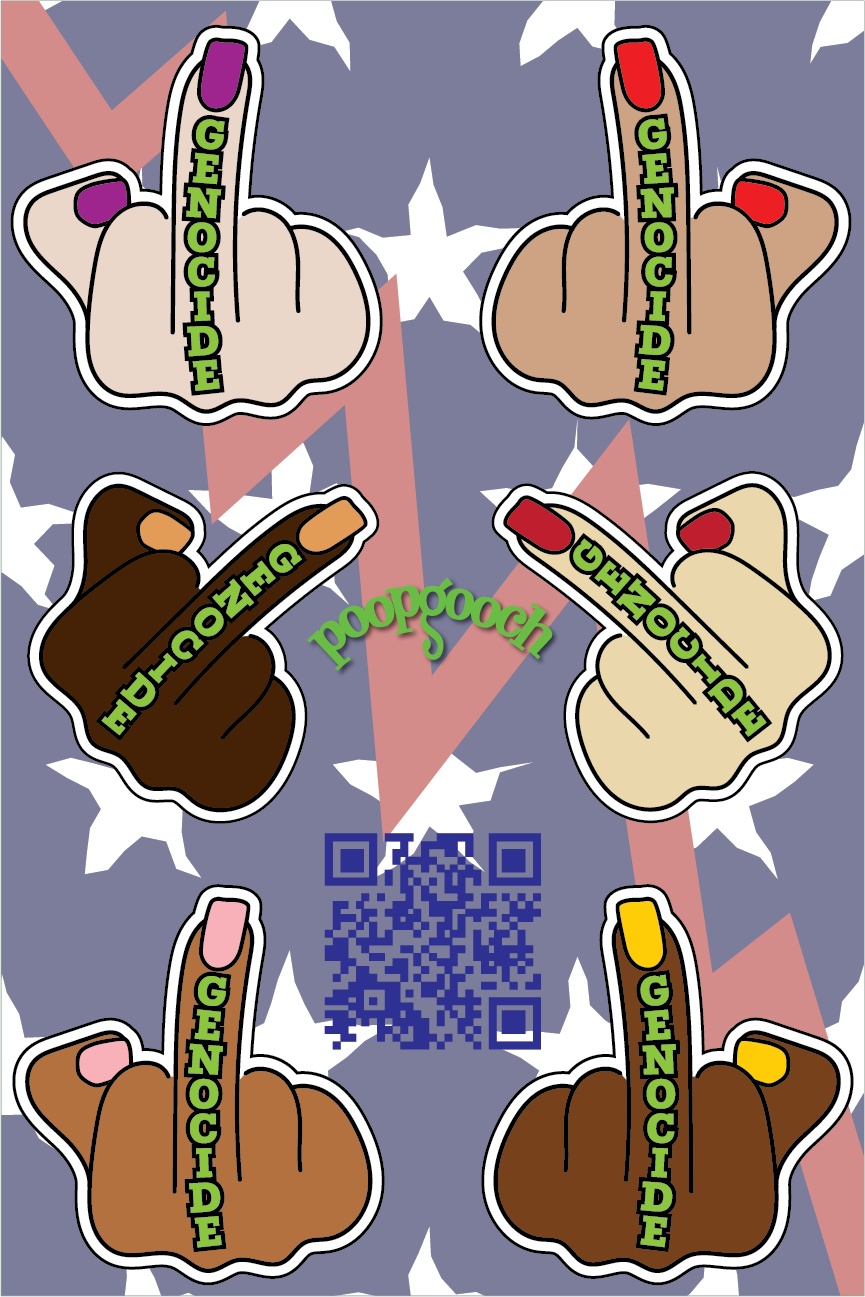 FUCK GENOCIDE sticker sheet