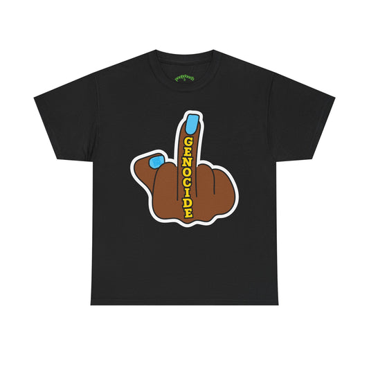 Graphic Tee Middle Finger GENOCIDE Protest Shirt Sizes S–5XL