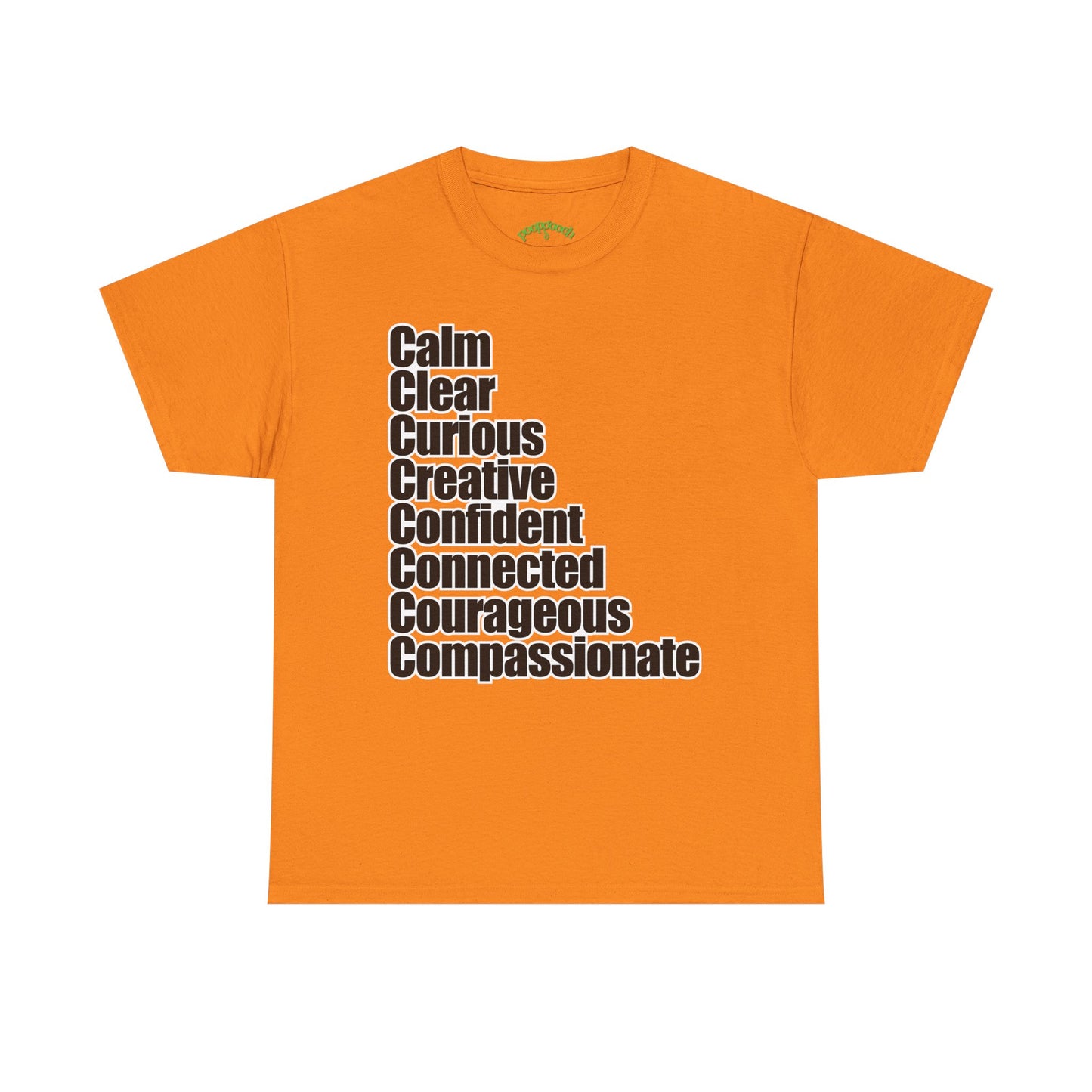 8 C's of Self typographic shirt Tee | Calm Clear Curious Creative Confident