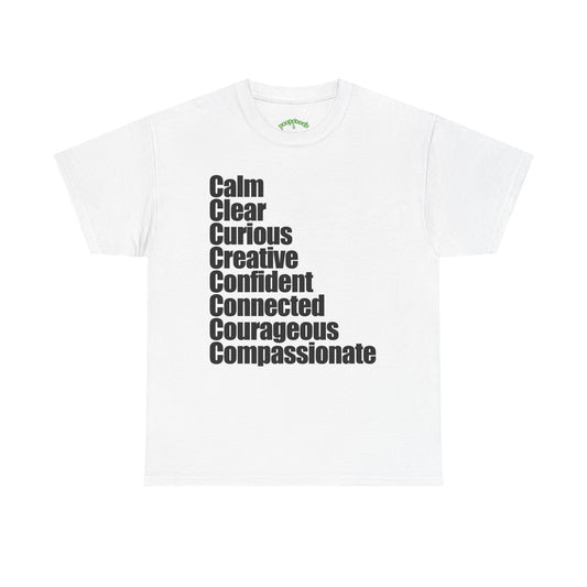 8 C's of Self typographic shirt Tee | Calm Clear Curious Creative Confident