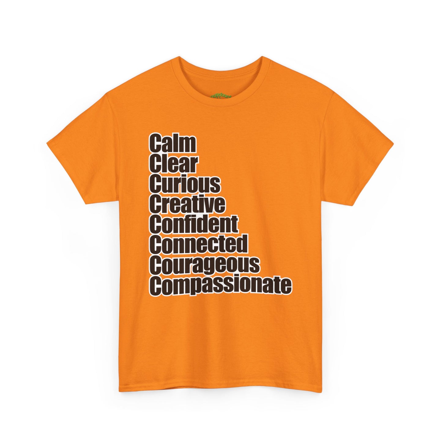 8 C's of Self typographic shirt Tee | Calm Clear Curious Creative Confident